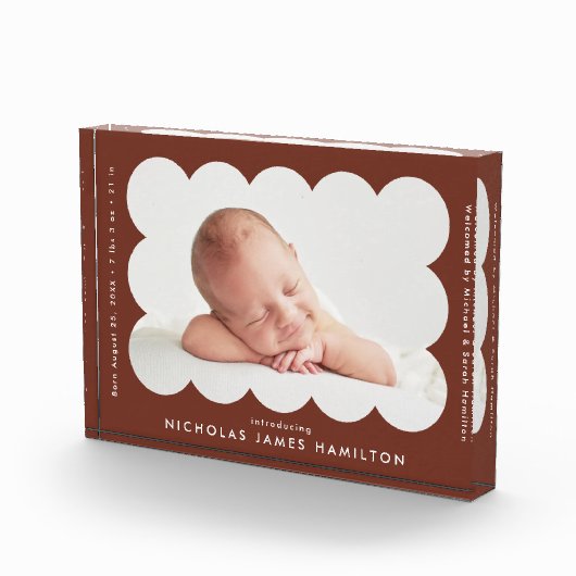 Bloc Photo Faire-part de naissance Brown moderne à écharpe (Droite)