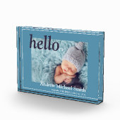 Bloc Photo Faire-part de naissance photo bleu moderne (Droite)