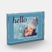 Bloc Photo Faire-part de naissance photo bleu moderne (Gauche)