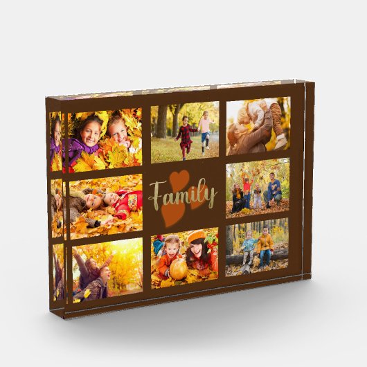 Bloc Photo Famille 8 Photo Automne Brown Gold Hearts (Gauche)