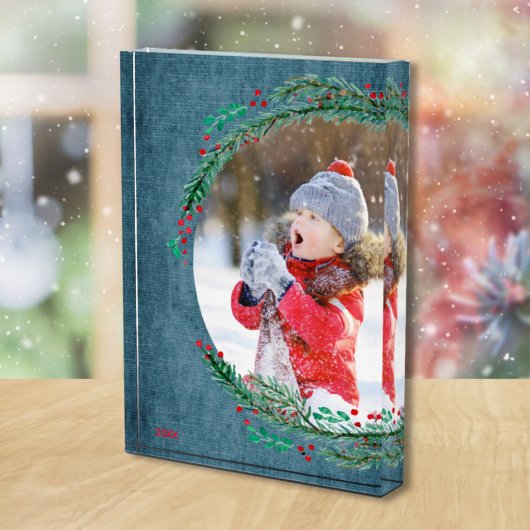 Bloc Photo Famille de la couronne de pin de Noël