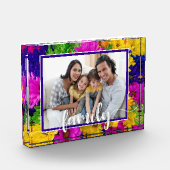 Bloc Photo FAMILLE Script Fleurs colorées (Gauche)