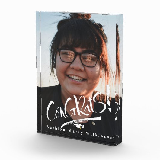 Bloc Photo Félicitations Grad Moderne Script Grad Graduation (Droite)