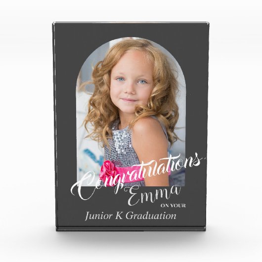 Bloc Photo Félicitations Gris Moderne JK Grad Faire-part (Devant)