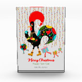 Bloc Photo Feux de Noël, baubles, cadeaux et coq (Devant)