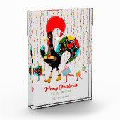 Bloc Photo Feux de Noël, baubles, cadeaux et coq (Gauche)