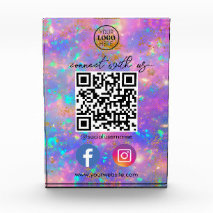 Bloc Photo Fire Opal Connectez-Vous Avec Nous QR Code Social 