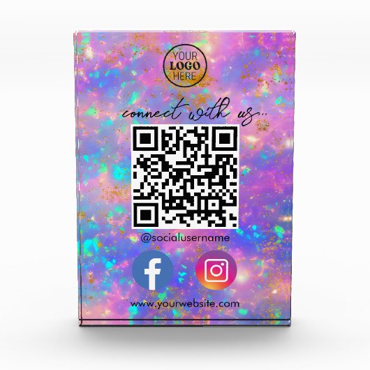 Bloc Photo Fire Opal Connectez-Vous Avec Nous QR Code Social  (Devant)