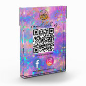 Bloc Photo Fire Opal Connectez-Vous Avec Nous QR Code Social  (Gauche)