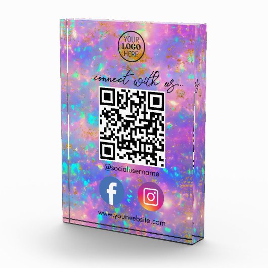 Bloc Photo Fire Opal Connectez-Vous Avec Nous QR Code Social  (Droite)