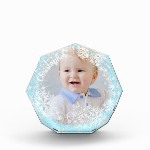 Bloc Photo Flacons de neige brillants Bleu