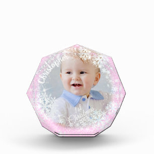 Bloc Photo Flacons de neige brillants rose