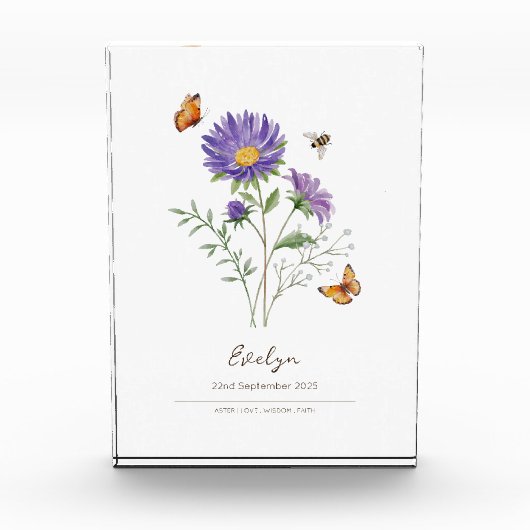 Bloc Photo Fleur de naissance Aster (Devant)