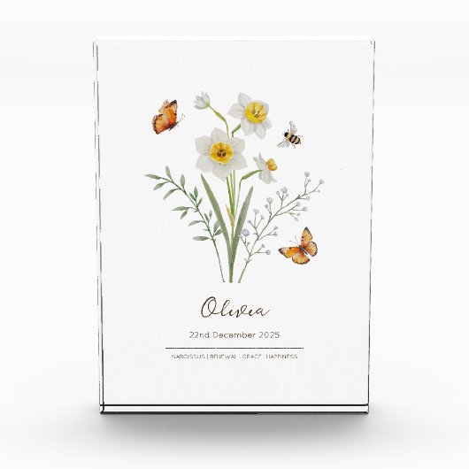 Bloc Photo Fleur du mois de naissance de Narcisse (Devant)