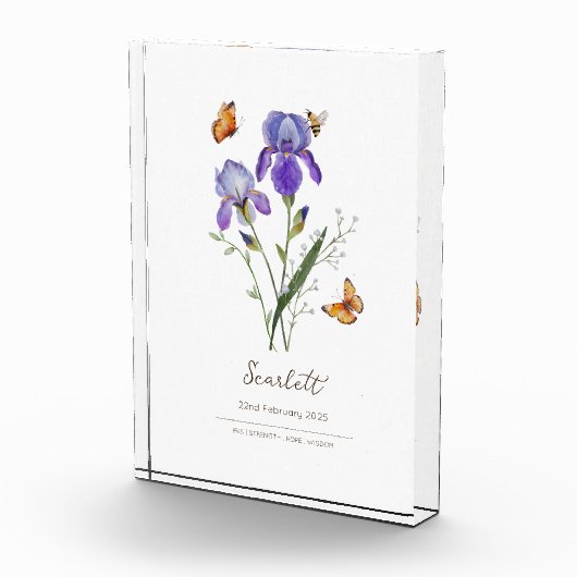 Bloc Photo Fleur du mois de naissance Iris (Droite)