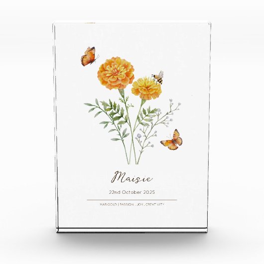 Bloc Photo Fleur du mois de naissance Marigold (Devant)