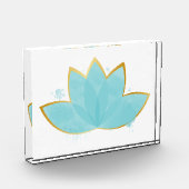 Bloc Photo Floral Lotus Aquarelle Mer Bleu & Faux Or (Gauche)