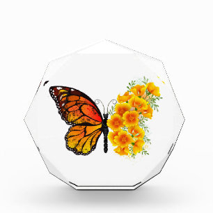Bloc Photo Flower Butterfly with Yellow California Poppy