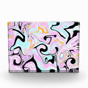Bloc Photo Fluid Art Cotton Bonbon rose, Turquoise, noir et o