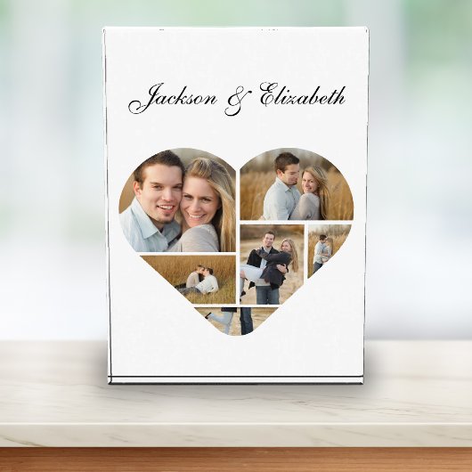Bloc Photo Forme cardiaque intemporelle Couple personnalisé C
