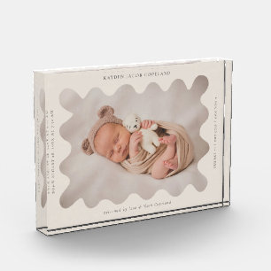 Bloc Photo Frame Beige Verre Quirky Nouveau-né Keepsaké