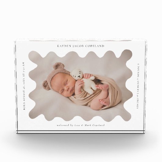 Bloc Photo Frame Wavy Quirky Nouveau-né Keepsaké (Devant)