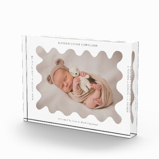 Bloc Photo Frame Wavy Quirky Nouveau-né Keepsaké (Droite)