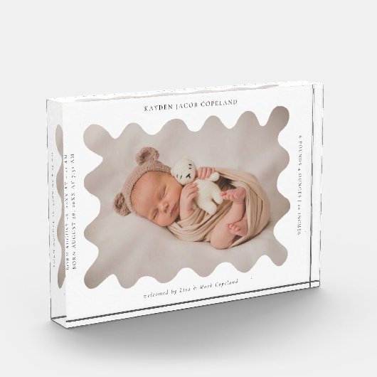 Bloc Photo Frame Wavy Quirky Nouveau-né Keepsaké (Gauche)