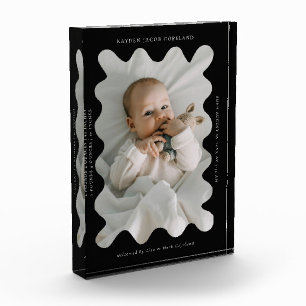 Bloc Photo Frame Wavy Quirky Nouveau-né Keepsaké Noir
