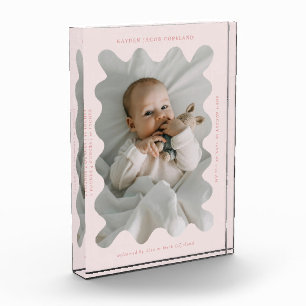 Bloc Photo Frame Wavy Quirky Nouveau-né Keepsaké rose