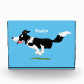Bloc Photo Funny Border Collie chien en course dessin animé (Devant)