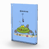Bloc Photo Funny fat hungry green fish fishing cartoon (Droite)