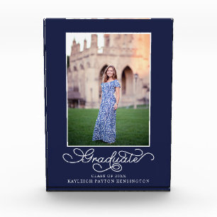 Bloc Photo Garde photo de la Marine Blue Elegant Graduation