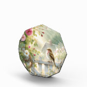 Bloc Photo Garden Rose Bird Watercolor Scene (Droite)