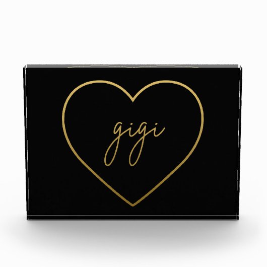 Bloc Photo Gigi Elegant Golden Gradient Heart Grandma Cadeau (Devant)