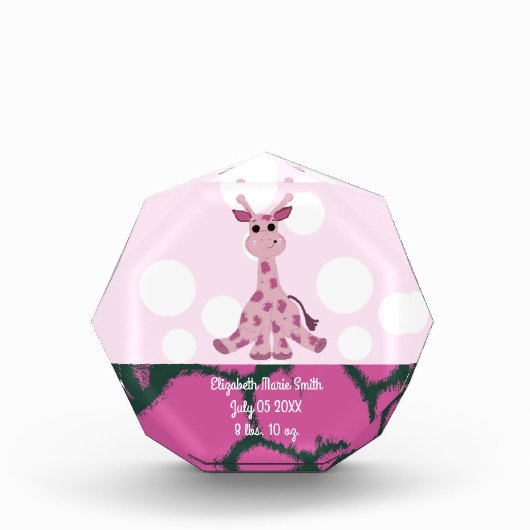 Bloc Photo Giraffe Baby Girls Birthdate (Devant)