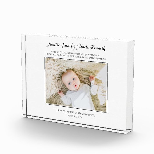 Bloc Photo Godparents moderne Merci Keepsaké (Droite)