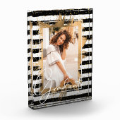 Bloc Photo Gold Faux Foil sur Black White Stripes Gradué (Gauche)