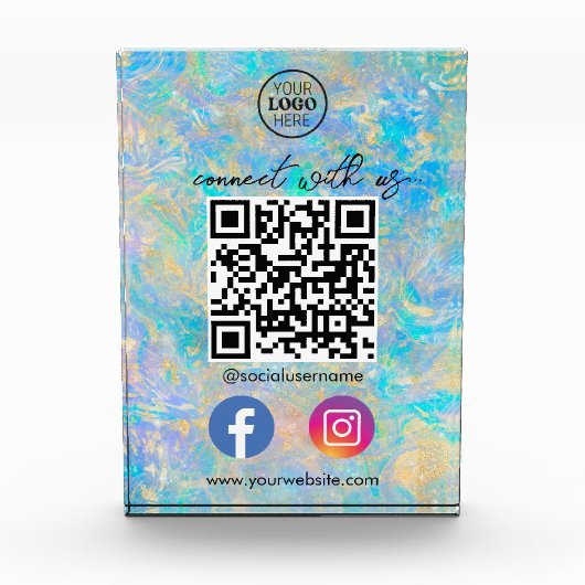 Bloc Photo Gold Opal Se Connecter Avec Us QR Code Social Medi (Devant)