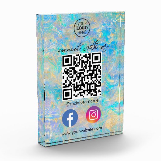Bloc Photo Gold Opal Se Connecter Avec Us QR Code Social Medi (Gauche)