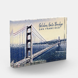 Bloc Photo Golden Gate Bridge San Francisco Watercolor Art