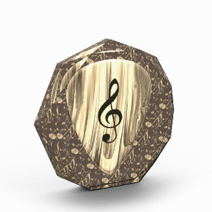 Bloc Photo Golden Plectron - Design élégant pour les mélomane