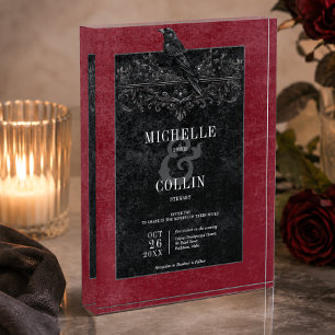 Bloc Photo Gothique Roses Noires Corbeaux Vin Mariage Cadeau