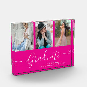 Bloc Photo Graduate Collage Graduation Hot Pink Photo Block