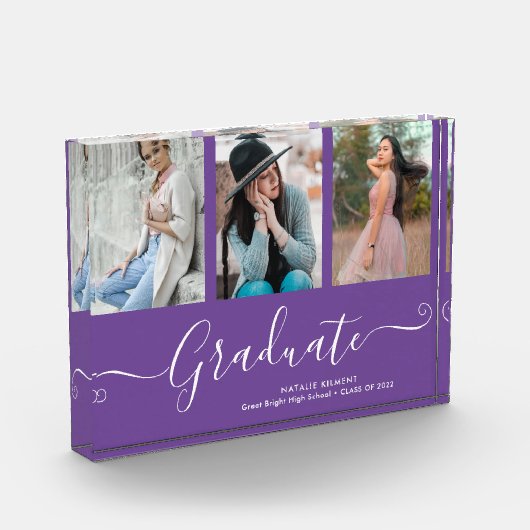 Bloc Photo Graduate Collage Graduation Purple Photo Block (Gauche)