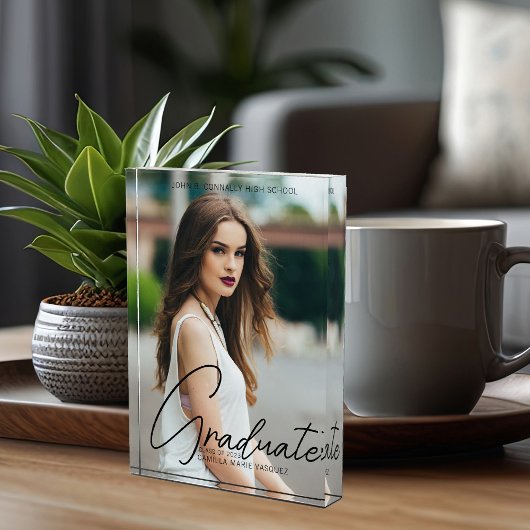 Bloc Photo Graduation chic manuscrite noir superposition de s