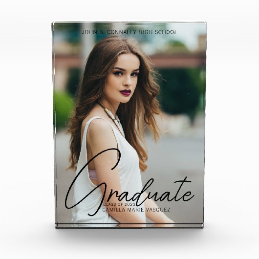 Bloc Photo Graduation chic manuscrite noir superposition de s (Devant)