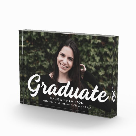 Bloc Photo Graduation de script blanc en gras (Droite)