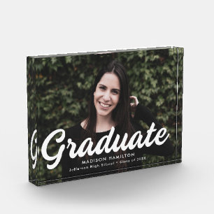 Bloc Photo Graduation de script blanc en gras