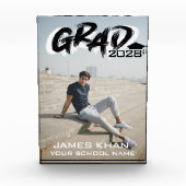 Bloc Photo Graduation de script de pinceau noir moderne (Devant)